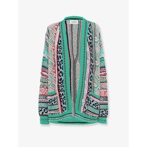 Laneus Women Multicolor Jacquard Cotton Cardigan